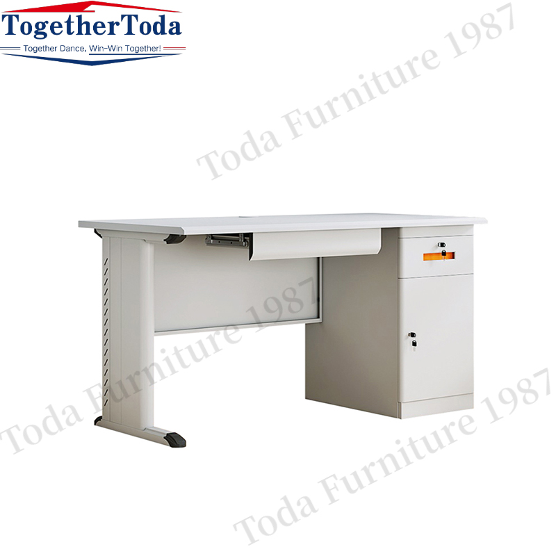 Metal Office Table with Drawer Storage