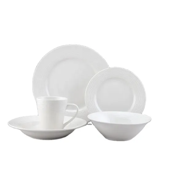 2022 Wholesale White Ceramic Porcelain Dinnerware Set Home