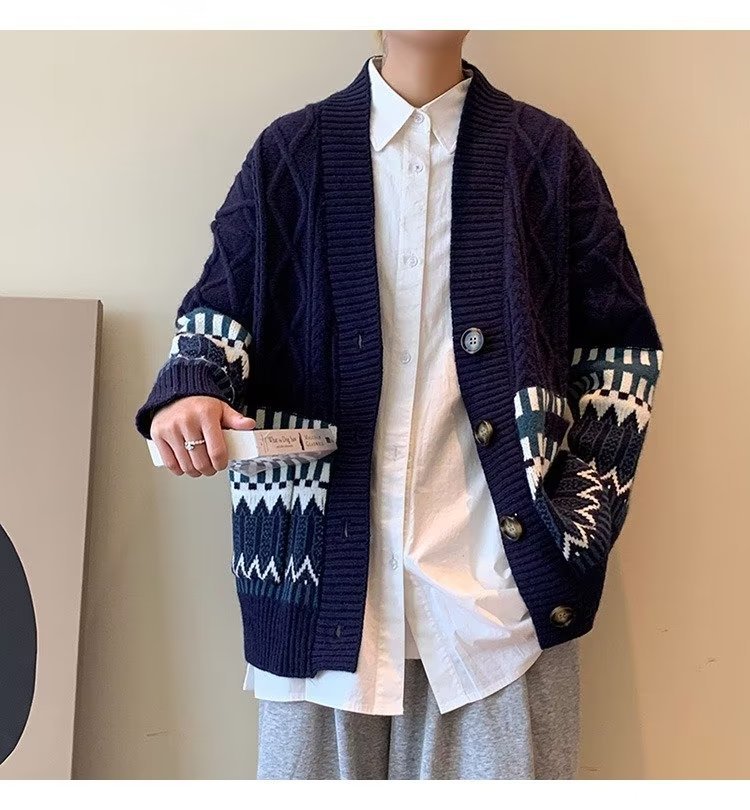 Bouton décontracté pour hommes pull cardigan