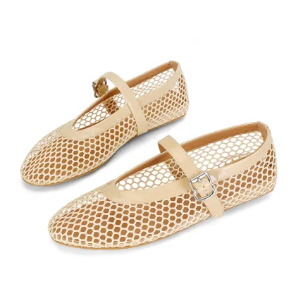 Women's Mesh Ballet Flats, Fishnet Ballet Flats