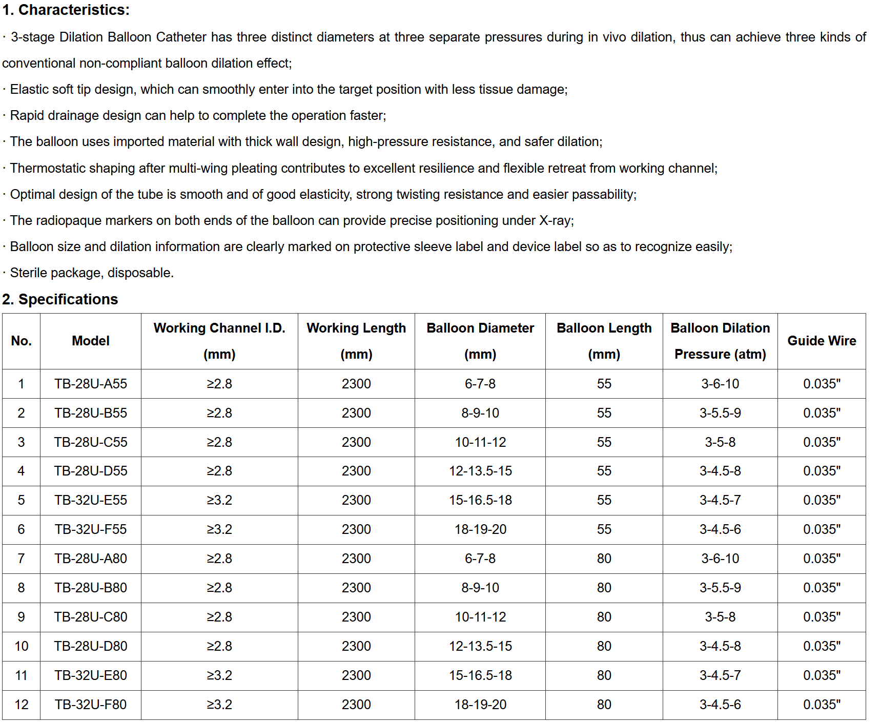 Characteristics 3-stage Dilation Balloon Catheter-Jiangsu Changmei