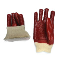 14inch Red PVC coated gloves terry toweling linning