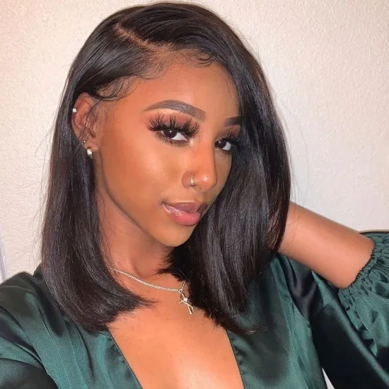 Cheap 100% Brazilian Cuticle Aligned Human Hair 13X4 HD Lace Front Curly Bob Wig with For Women