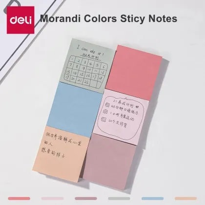 DELI Morandi Color Self-Adhesive Sticky Notes Notepad - 15 Sheets Per Pad