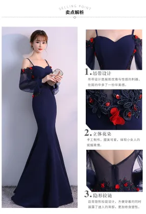 Bridal toast clothes fish tail lantern sleeves long sleeves word long red long sleeved wedding dresses with