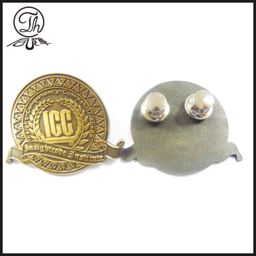 Antique brass metal pin badge