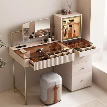 Hot Sale Bedroom Furniture: LED Light White Dresser & Makeup Vanity with Storage