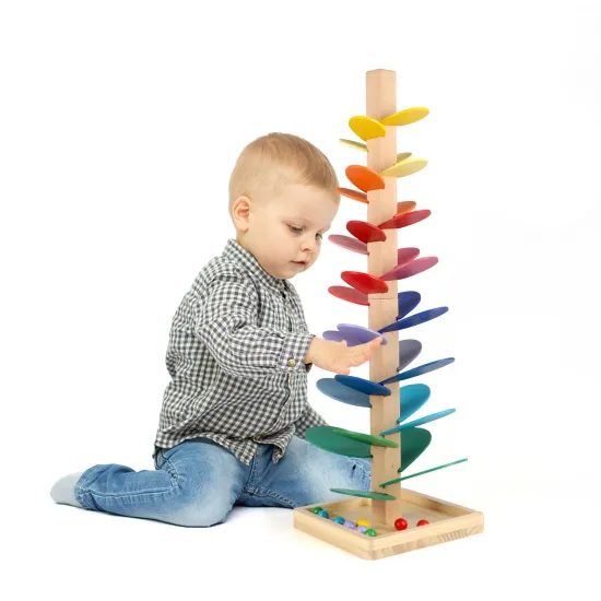 Montessori Wooden Building Blocks: An Educational Toy for Children Featuring a Marble Ball Drop Track and Sound Effects