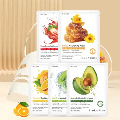 Nature Fruit Plant Aloe Avocado Rose Hydrogel Whitening Moisturizing Facial Mask with Vitamin C
