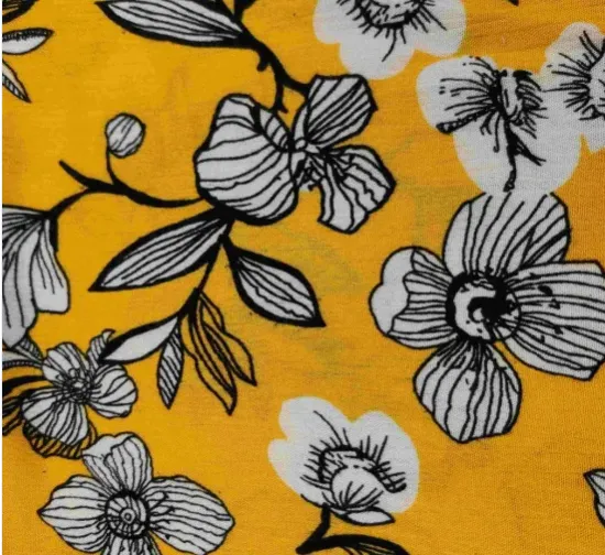 Recyclable green spun printed Rayon Fabric