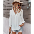 Women's Casual VNeck Long Chiffon Blouses