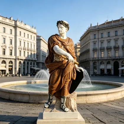 Authentic Augustus Statue in Toga Featuring Scroll