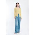 Leisure V-Neck Long Wool Tops