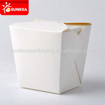 Custom logo printed disposable white paper food pail with square base
