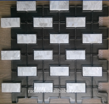 Waterjet glass mix shell MOP mosaic tile