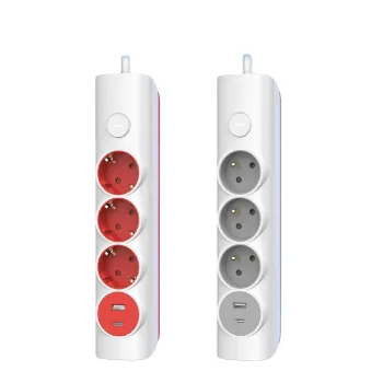 Hot Selling European OEM 250V 16A Multi-Color PP Plastic Surge Protection Power Plugs & Sockets with USB Port