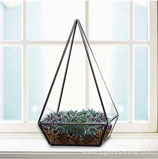 Pentahedron Pyramid Shape Glass Terrarium Decor