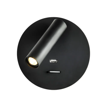 Ecojas Round -Bett -LED -Spotlight mit USB -Ladeschnittstelle