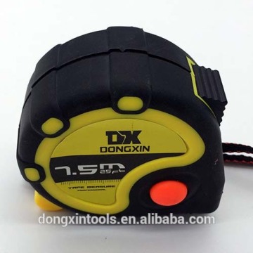 Co-model and three-stops rubber covered steel measuring tape