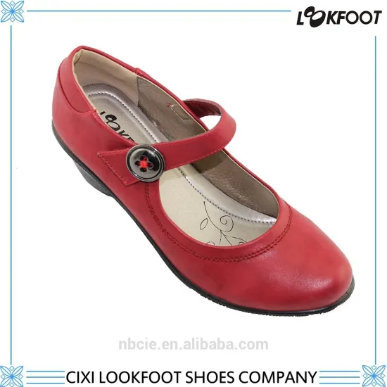 Top quality heeled red leather beautiful lady casual shoes