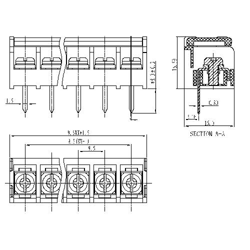 AT846-9.5XXX-G Barrier Terminal Block Pitch9.5mm