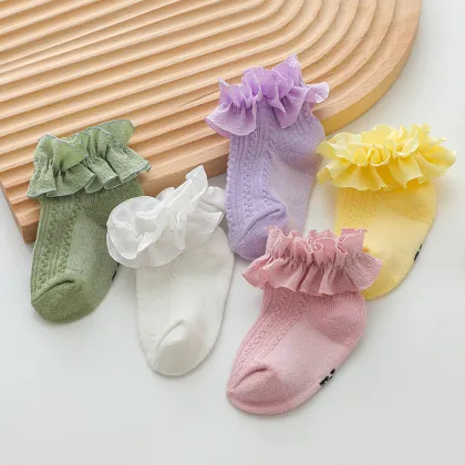 Children's Lace Socks - Spring and Autumn Solid Color Baby Princess Socks