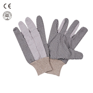 guantes de trabajo de algodón punteado pvc protección de mano