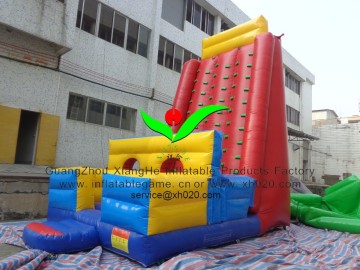Inflatable climbing wall with obstacle course