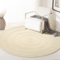 흰 꼰 양모 라운드 거실 카펫 깔개