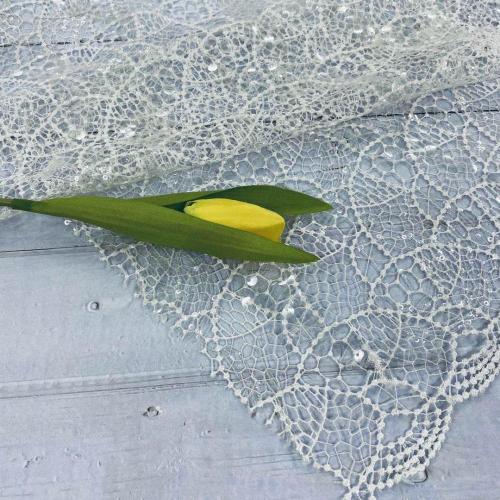 White Poly Yarn 7MM Transparent Sequin Embroidery Fabric