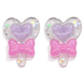 Yiwu Factory Resin Heart Shape Lollipop Tiny Glitter Magic Stick dla dziewczynek Akcesoria do wyrobu biżuterii