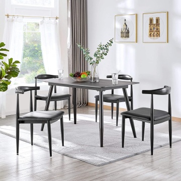 Mid Century Armless Dining Chairs with Backrest - Modern Kitchen Chairs Metal Legs Fabric Leather Seats