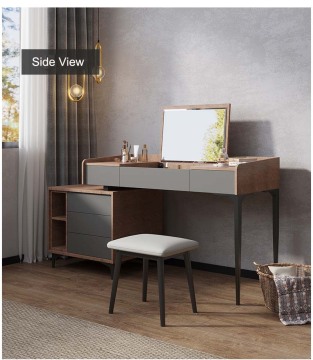 Nordic Modern Wood Cabinet Organizer with Mirror for Bedroom