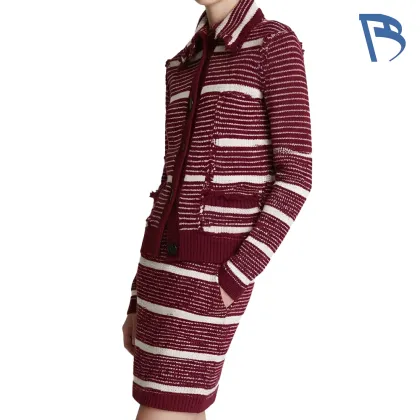 Red Striped Knitted Dress for Women