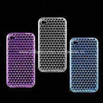 Case for iPhone 4/4S, Available in Diamond Design, Made of High Quality TPU