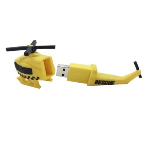 Adorável unidade flash USB em forma de helicóptero 3D em PVC