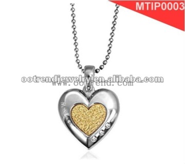 Pure Titanium heart Pendants with shiny crystal ,custom color shapes are available for custome design