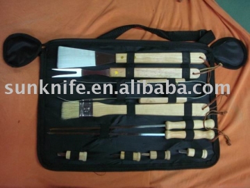 10-pc BBQ tools set with carrying bag
