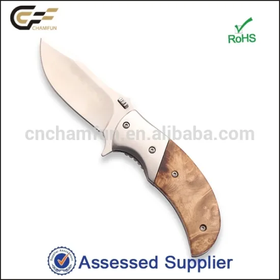 Latest Outdoor Design Wooden Folding Knife with Flipper