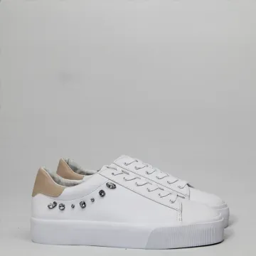 2021 spring white diamond-embedded thick bottom shoes