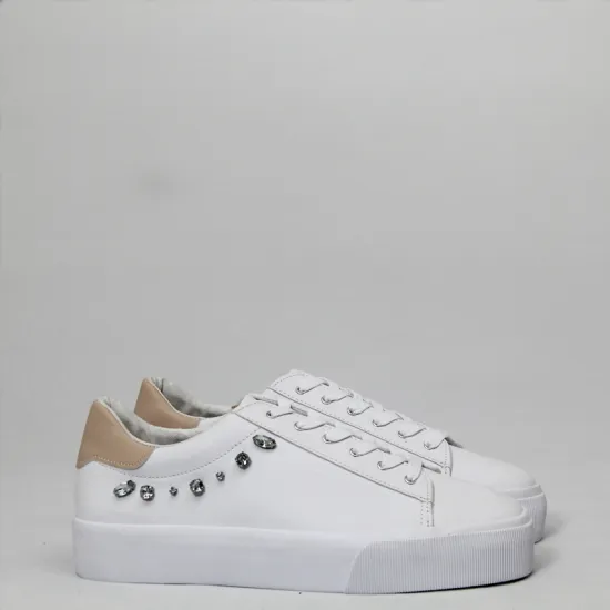 2021 spring white diamond-embedded thick bottom shoes