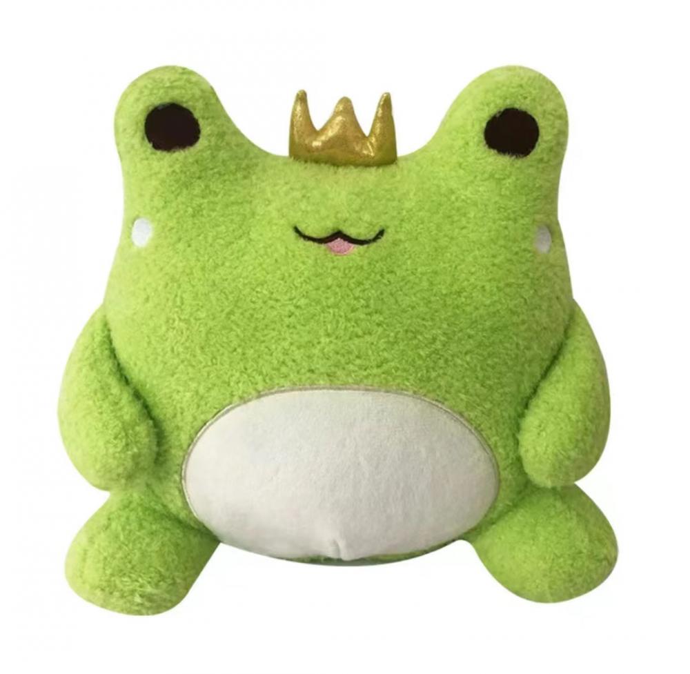 Cute green frog Prince throw pillow stuffed animal