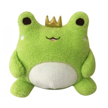 かわいい緑のカエルの王子枕のぬいぐるみ動物