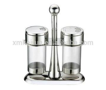 2pcs pet set with SS Base Stainless Steel Seasoning Shaker Set, Condiment Set
