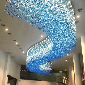 Customized Clear Colorful Handmade Stone Decorative Pendant Art Glass Stone Chandelier for Hotels