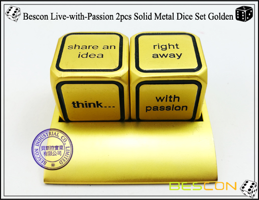 Bescon Live-with-Passion 2pcs Solid Metal Dice Set Golden-3