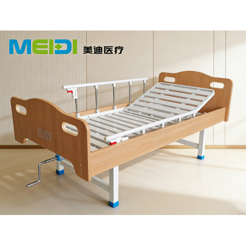 Economic Single Crank Hospital Bed for Clinic Home Care with MDF Board and Wheels