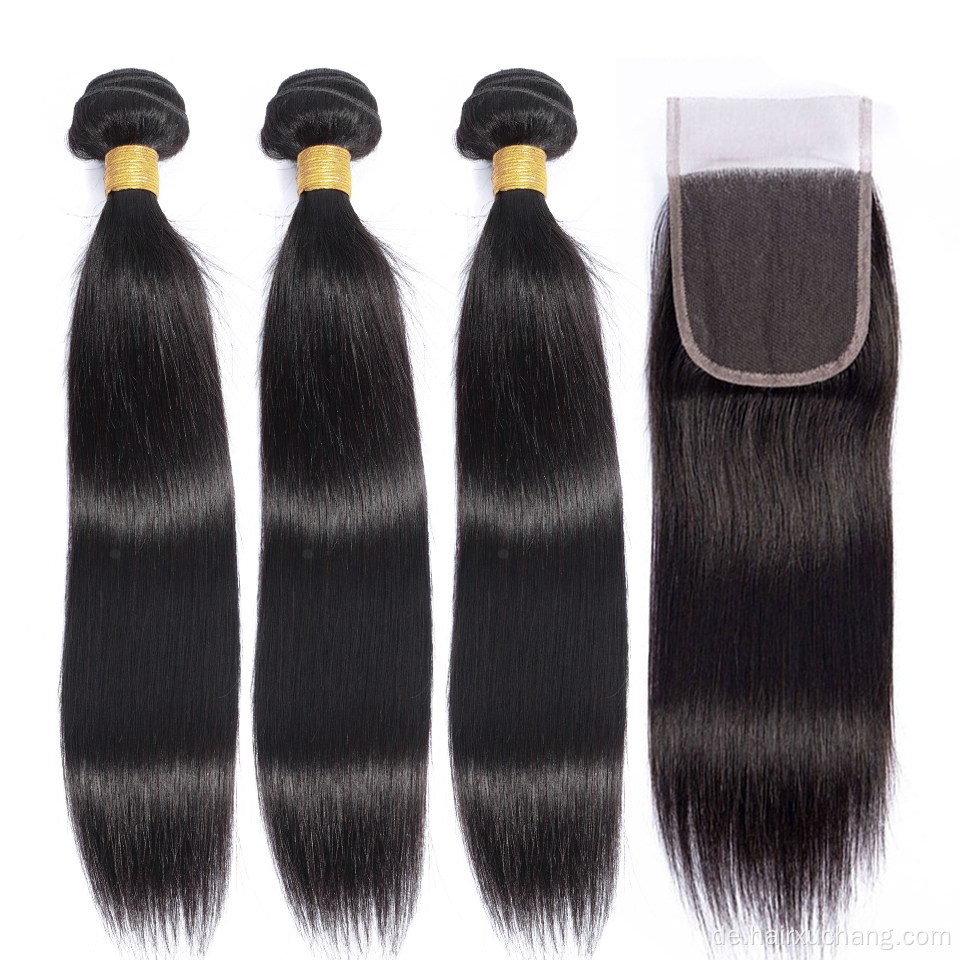 Remy Hair Extension Human Hair Hair Schussverlängerung Nagelhaut ausgerichtet brasilianische jungfräuliche Haarbündel mit Frontalverschluss