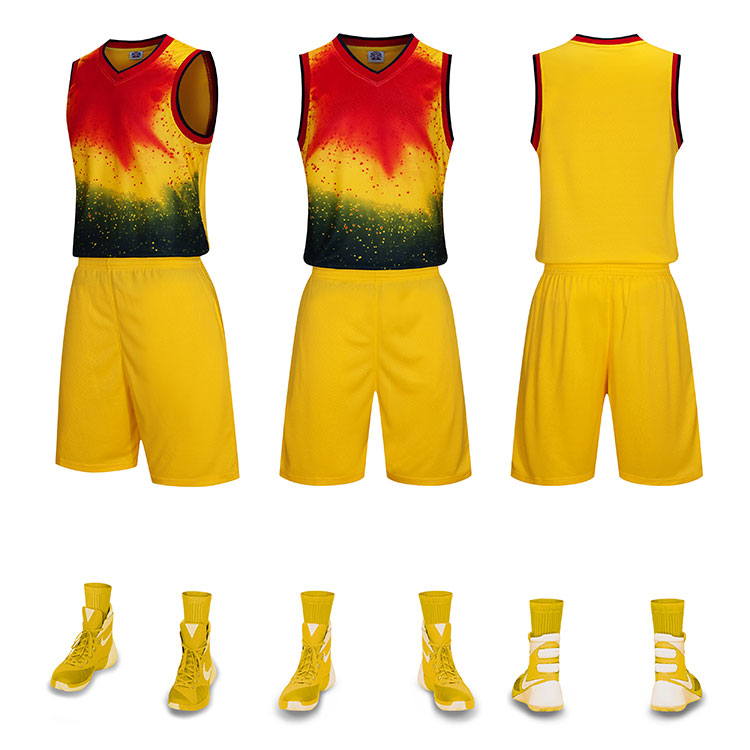 Sublimation polyester basketball uniform with pocket front