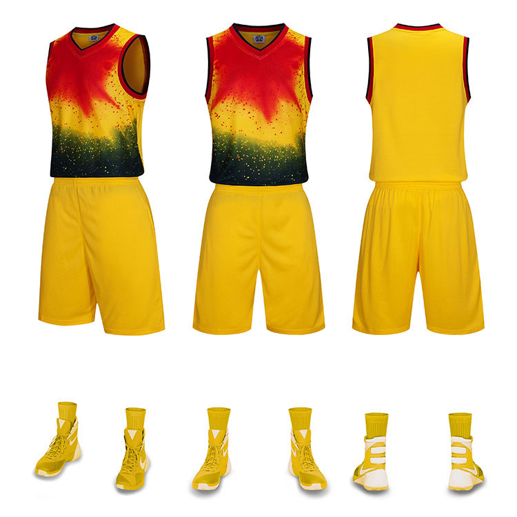 Sublimation polyester basketball uniform with pocket front